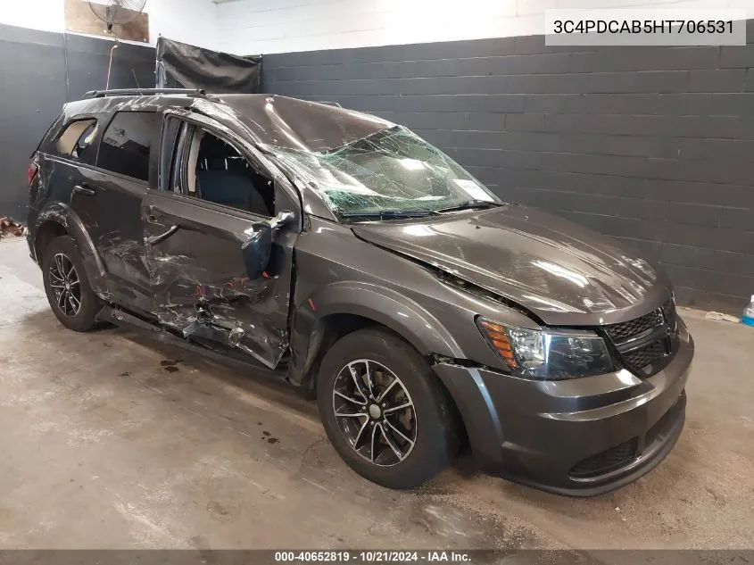 2017 Dodge Journey Se VIN: 3C4PDCAB5HT706531 Lot: 40652819