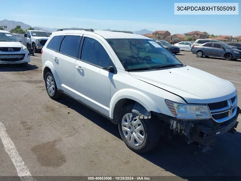 2017 Dodge Journey Se VIN: 3C4PDCABXHT505093 Lot: 40653006