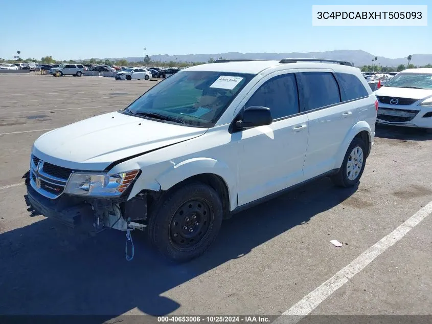 2017 Dodge Journey Se VIN: 3C4PDCABXHT505093 Lot: 40653006