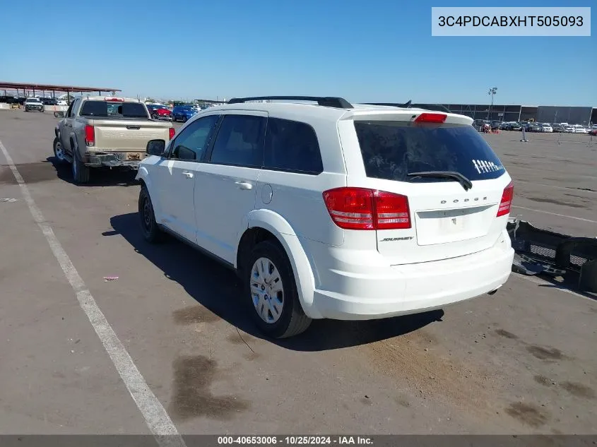 2017 Dodge Journey Se VIN: 3C4PDCABXHT505093 Lot: 40653006