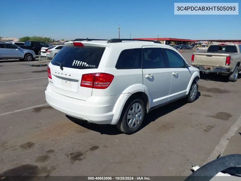 2017 Dodge Journey Se VIN: 3C4PDCABXHT505093 Lot: 40653006