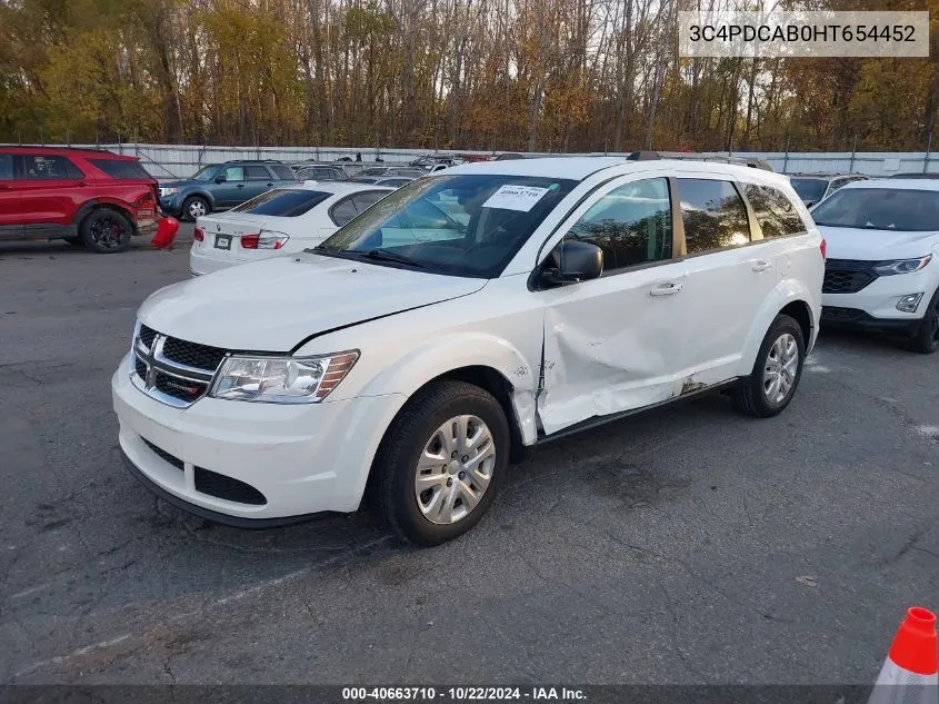 2017 Dodge Journey Se VIN: 3C4PDCAB0HT654452 Lot: 40663710