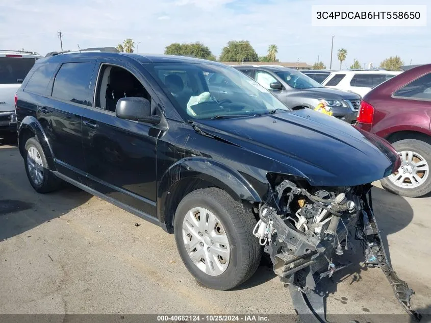 2017 Dodge Journey Se VIN: 3C4PDCAB6HT558650 Lot: 40682124