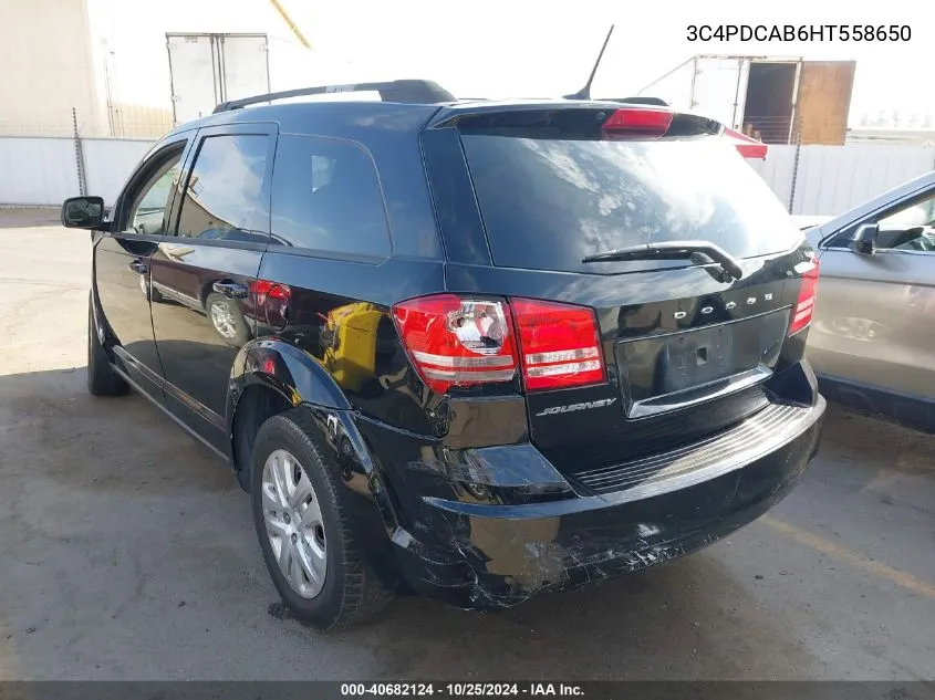 2017 Dodge Journey Se VIN: 3C4PDCAB6HT558650 Lot: 40682124