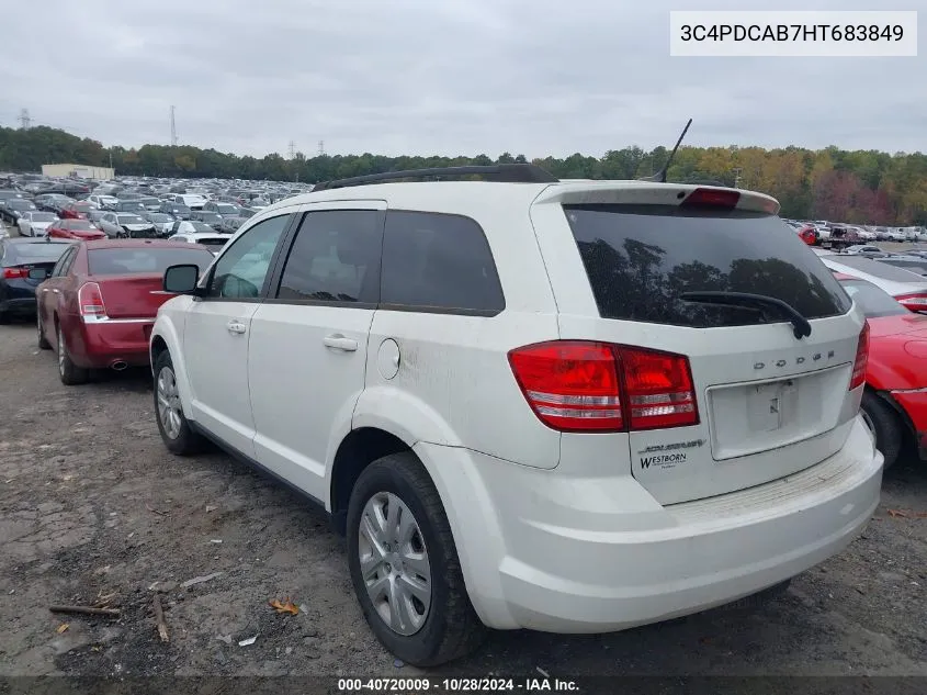 2017 Dodge Journey Se VIN: 3C4PDCAB7HT683849 Lot: 40720009