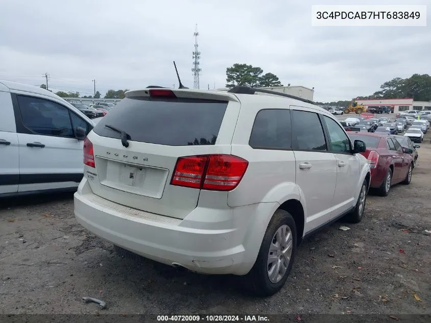 2017 Dodge Journey Se VIN: 3C4PDCAB7HT683849 Lot: 40720009