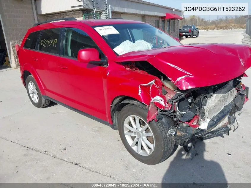 2017 Dodge Journey Sxt VIN: 3C4PDCBG6HT523262 Lot: 40729049