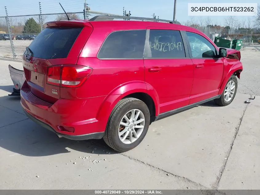 2017 Dodge Journey Sxt VIN: 3C4PDCBG6HT523262 Lot: 40729049