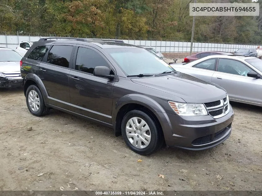 2017 Dodge Journey Se VIN: 3C4PDCAB5HT694655 Lot: 40735859