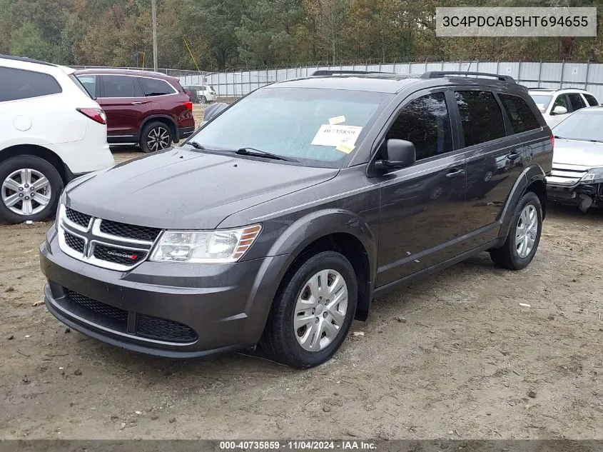 2017 Dodge Journey Se VIN: 3C4PDCAB5HT694655 Lot: 40735859