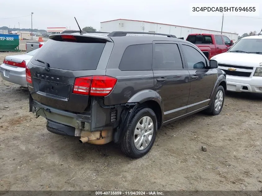 2017 Dodge Journey Se VIN: 3C4PDCAB5HT694655 Lot: 40735859