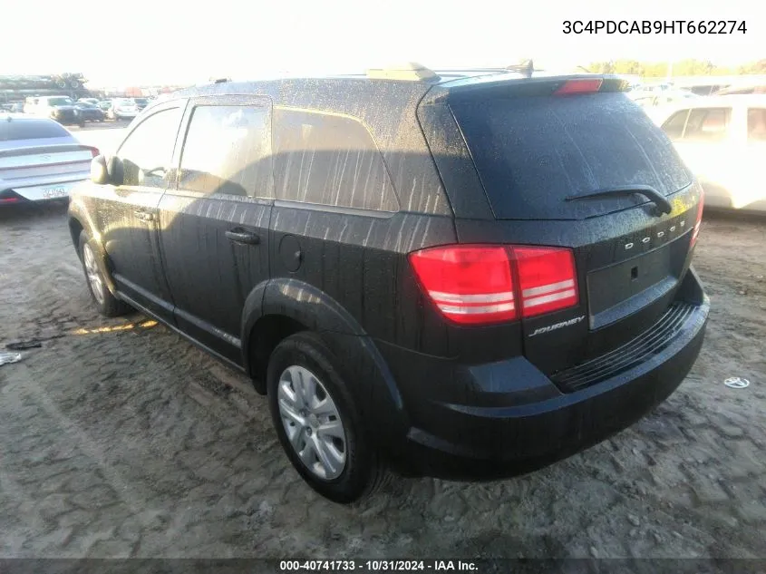 2017 Dodge Journey Se VIN: 3C4PDCAB9HT662274 Lot: 40741733