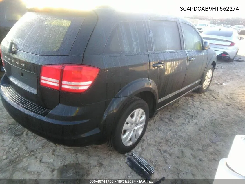 2017 Dodge Journey Se VIN: 3C4PDCAB9HT662274 Lot: 40741733