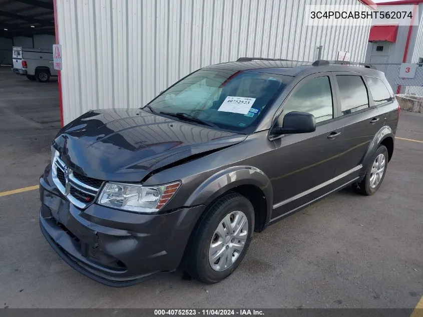 2017 Dodge Journey Se VIN: 3C4PDCAB5HT562074 Lot: 40752523