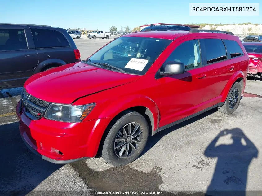 2017 Dodge Journey Se VIN: 3C4PDCABXHT581204 Lot: 40764997