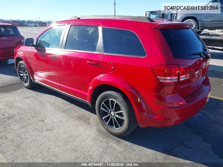 2017 Dodge Journey Se VIN: 3C4PDCABXHT581204 Lot: 40764997