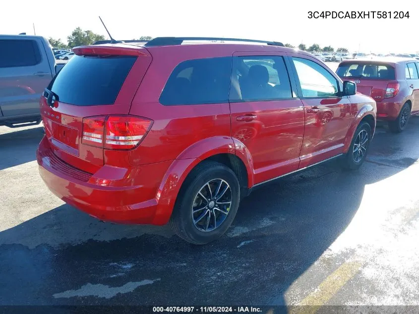 2017 Dodge Journey Se VIN: 3C4PDCABXHT581204 Lot: 40764997