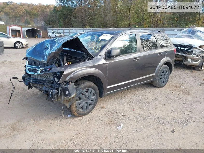 2017 Dodge Journey Se VIN: 3C4PDCAB5HT694672 Lot: 40780719