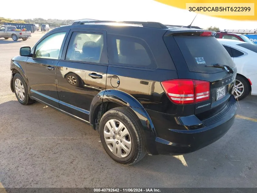 2017 Dodge Journey Se VIN: 3C4PDCAB5HT622399 Lot: 40792642