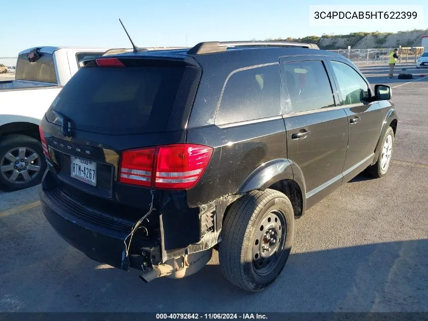 2017 Dodge Journey Se VIN: 3C4PDCAB5HT622399 Lot: 40792642