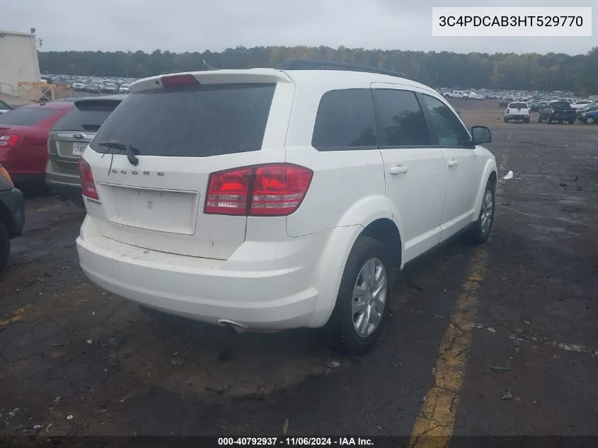 2017 Dodge Journey Se VIN: 3C4PDCAB3HT529770 Lot: 40792937