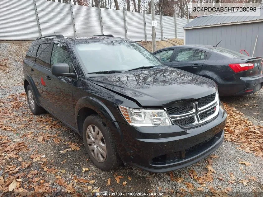 2017 Dodge Journey Se VIN: 3C4PDCAB5HT708098 Lot: 40799739