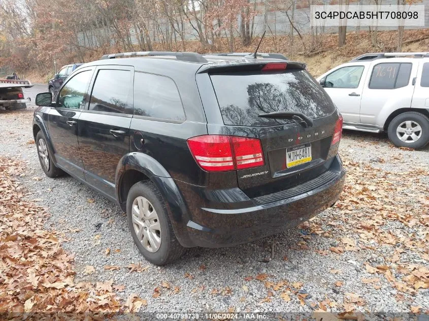 2017 Dodge Journey Se VIN: 3C4PDCAB5HT708098 Lot: 40799739