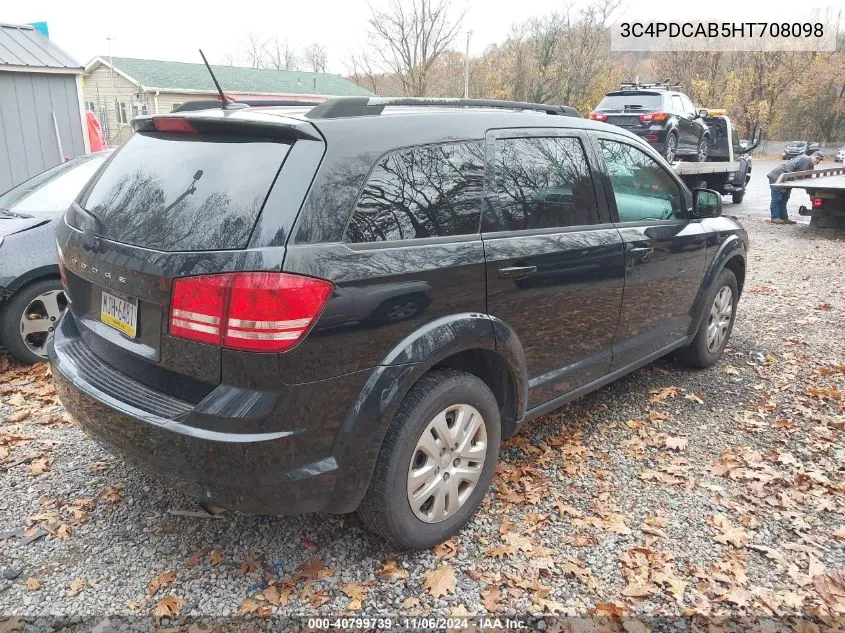 2017 Dodge Journey Se VIN: 3C4PDCAB5HT708098 Lot: 40799739