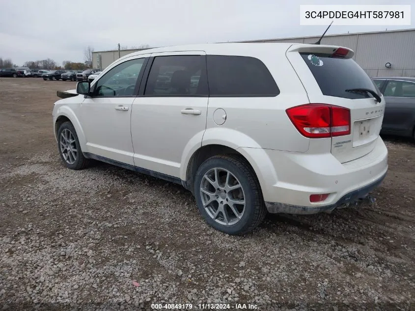 2017 Dodge Journey Gt Awd VIN: 3C4PDDEG4HT587981 Lot: 40849179