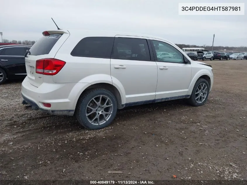 2017 Dodge Journey Gt Awd VIN: 3C4PDDEG4HT587981 Lot: 40849179