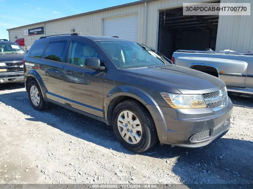 2017 Dodge Journey Se VIN: 3C4PDCAB4HT700770 Lot: 40853092