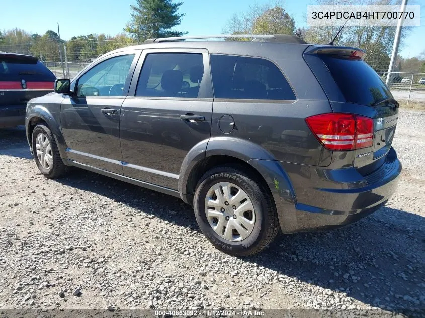 2017 Dodge Journey Se VIN: 3C4PDCAB4HT700770 Lot: 40853092