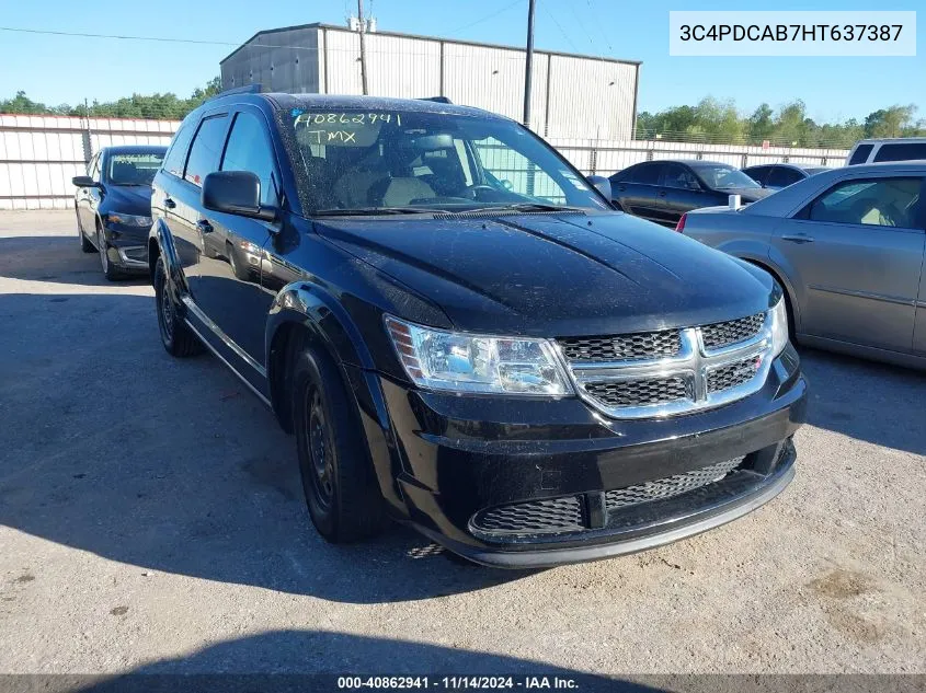 2017 Dodge Journey Se VIN: 3C4PDCAB7HT637387 Lot: 40862941