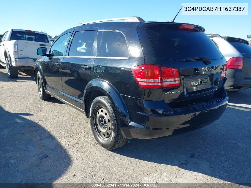 2017 Dodge Journey Se VIN: 3C4PDCAB7HT637387 Lot: 40862941