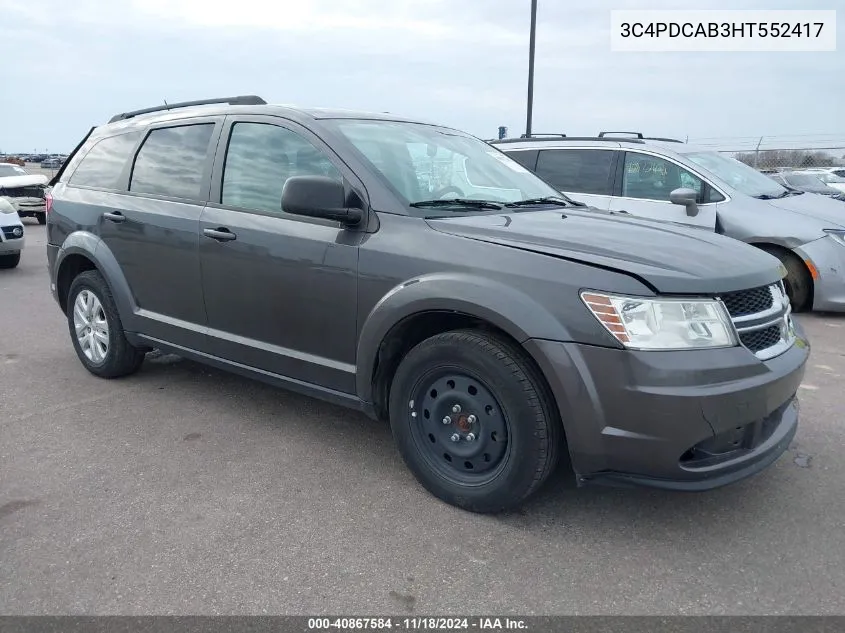 2017 Dodge Journey Se VIN: 3C4PDCAB3HT552417 Lot: 40867584