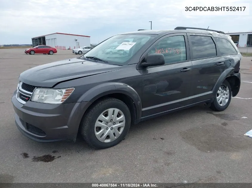 2017 Dodge Journey Se VIN: 3C4PDCAB3HT552417 Lot: 40867584