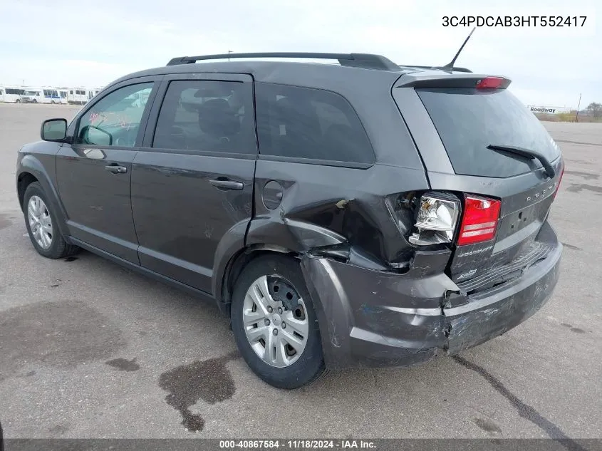 2017 Dodge Journey Se VIN: 3C4PDCAB3HT552417 Lot: 40867584