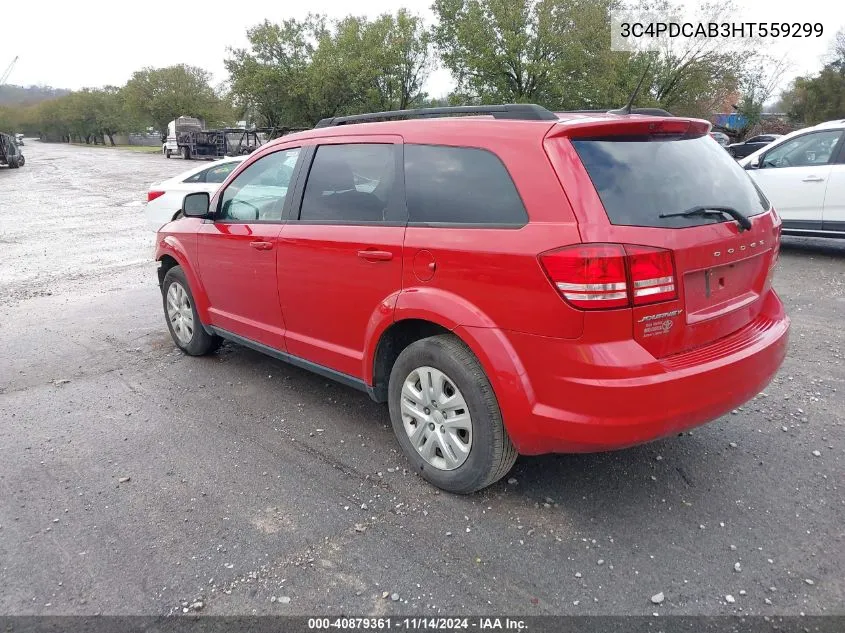 2017 Dodge Journey Se VIN: 3C4PDCAB3HT559299 Lot: 40879361