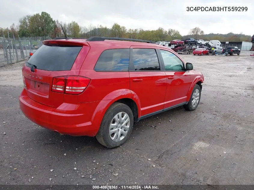 2017 Dodge Journey Se VIN: 3C4PDCAB3HT559299 Lot: 40879361