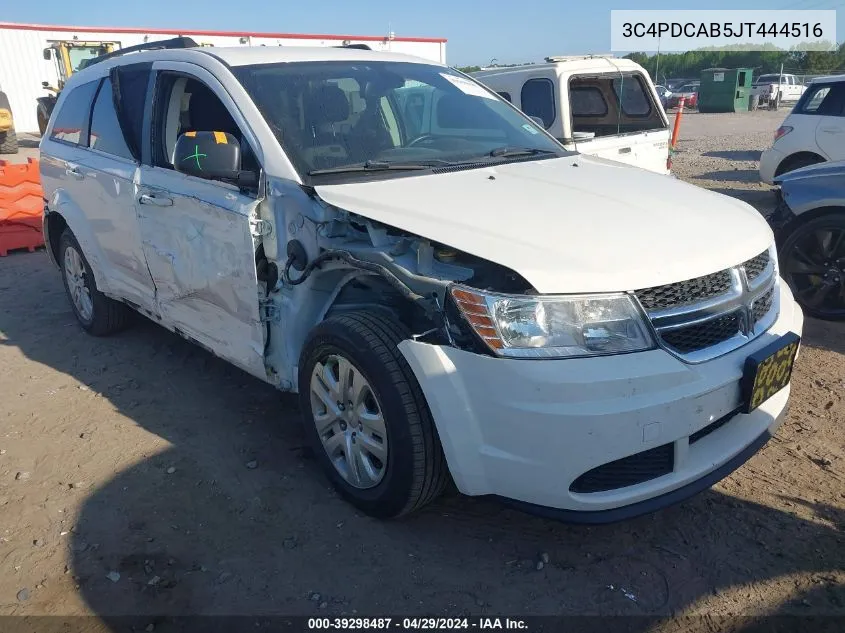 2018 Dodge Journey Se VIN: 3C4PDCAB5JT444516 Lot: 39298487