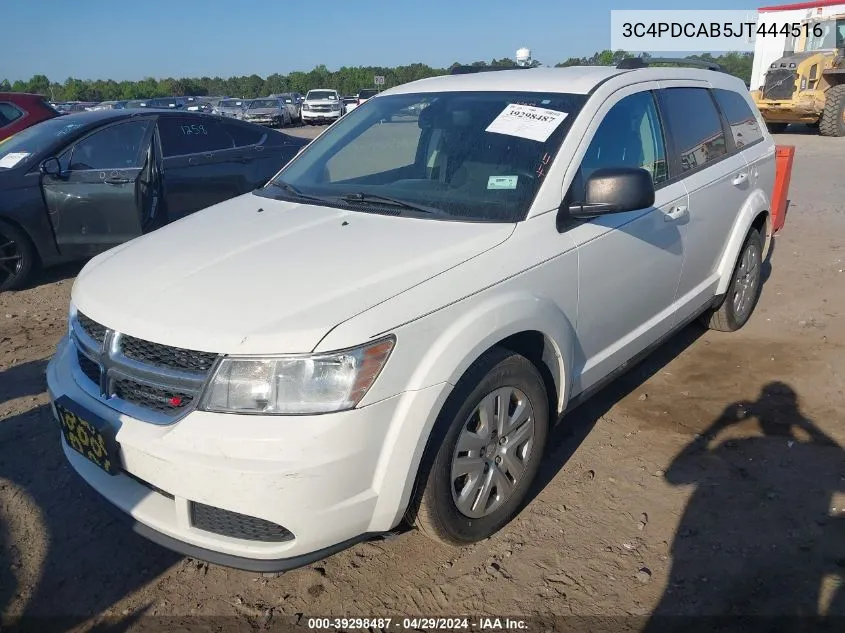 2018 Dodge Journey Se VIN: 3C4PDCAB5JT444516 Lot: 39298487