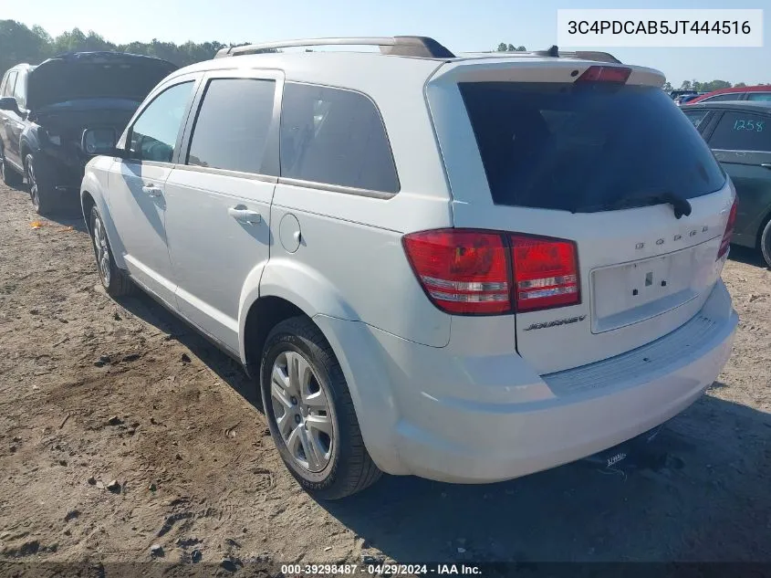 2018 Dodge Journey Se VIN: 3C4PDCAB5JT444516 Lot: 39298487