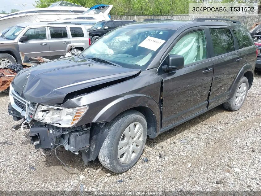 2018 Dodge Journey Se VIN: 3C4PDCAB6JT531602 Lot: 39378687