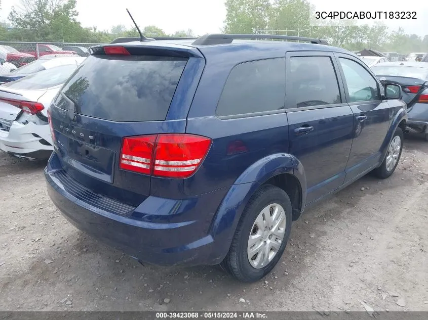 2018 Dodge Journey Se VIN: 3C4PDCAB0JT183232 Lot: 39423068