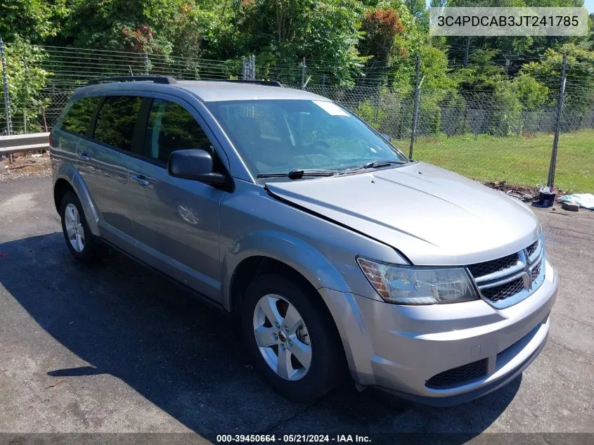 2018 Dodge Journey Se VIN: 3C4PDCAB3JT241785 Lot: 39450664