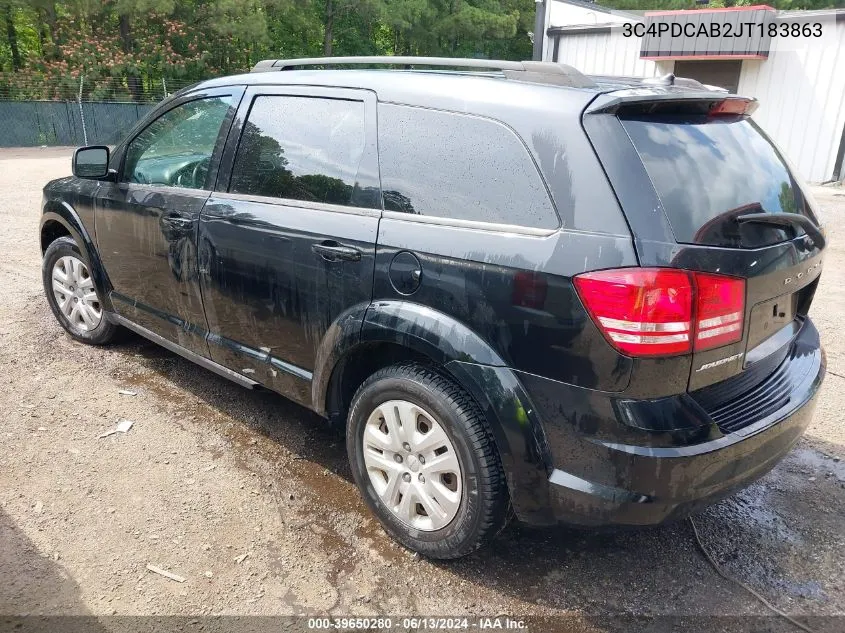 2018 Dodge Journey Se VIN: 3C4PDCAB2JT183863 Lot: 39650280