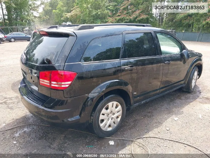 2018 Dodge Journey Se VIN: 3C4PDCAB2JT183863 Lot: 39650280