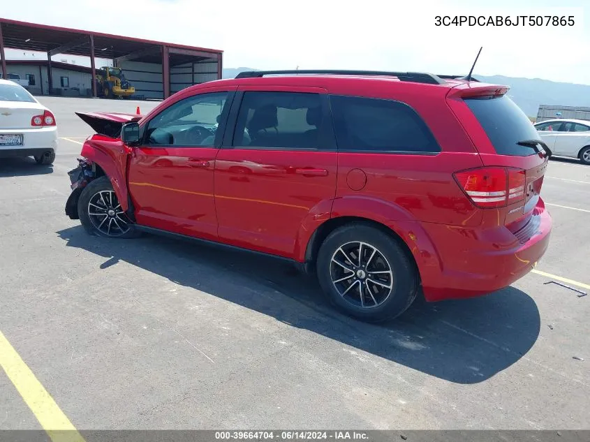 2018 Dodge Journey Se VIN: 3C4PDCAB6JT507865 Lot: 39664704