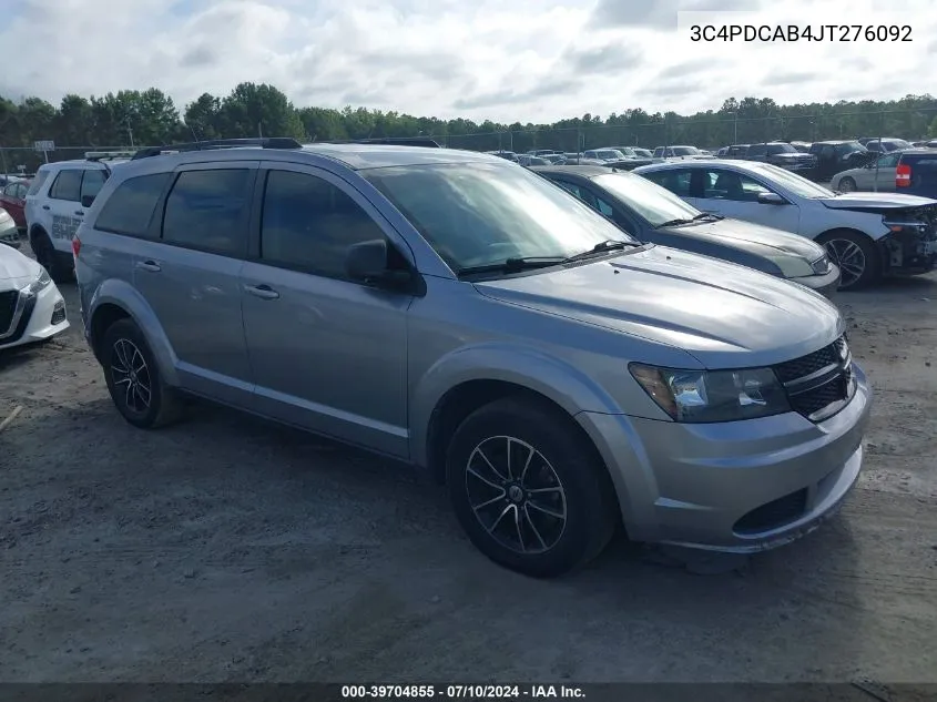 2018 Dodge Journey Se VIN: 3C4PDCAB4JT276092 Lot: 39704855