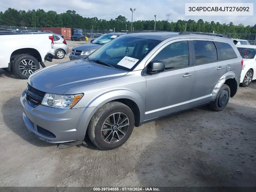 2018 Dodge Journey Se VIN: 3C4PDCAB4JT276092 Lot: 39704855